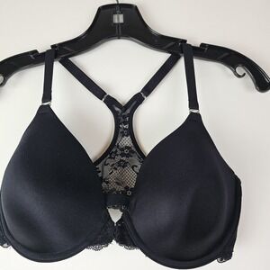 Maidenform Front‎ Close Bra 34D Padded Cup Racerback Underwire 07112 Black